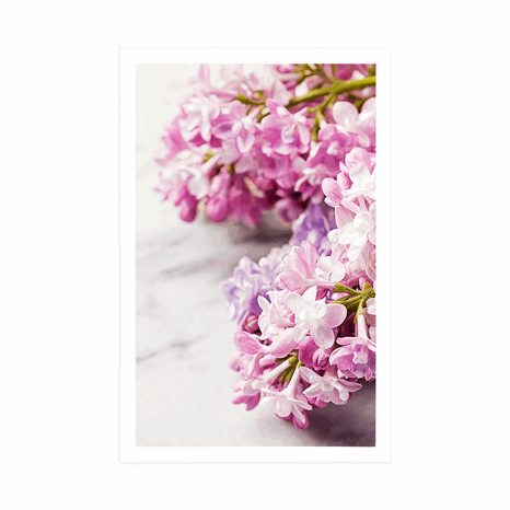 POSTER LILAC ON MARBLE - FLOWERS - POSTERS