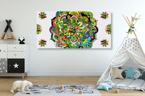 WANDBILD GRÜNES MANDALA - BILDER MIT FENG SHUI-MOTIVEN - BILDER