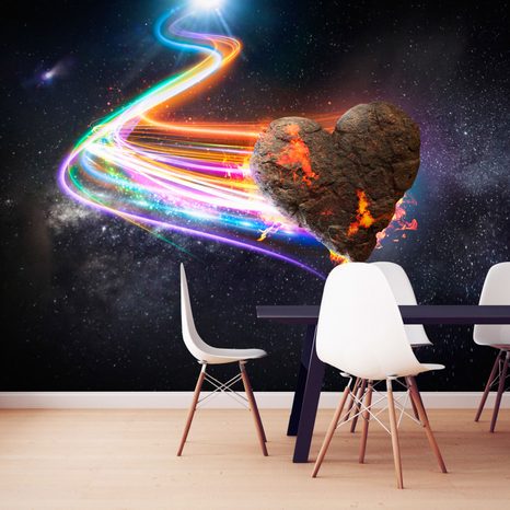 SELF ADHESIVE WALLPAPER COLORFUL METEORITE IN THE SHAPE OF A HEART