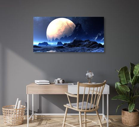 QUADRO SU TELA – PAESAGGIO FANTASTICO - QUADRI DELLO SPAZIO E DELLE STELLE - STAMPE E QUADRI
