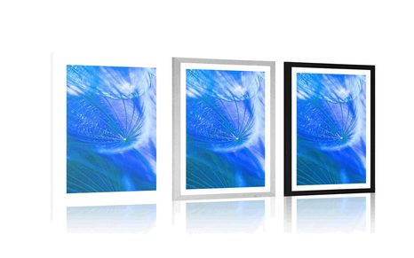 PLAGÁT S PASPARTOU KRÁSNA PÚPAVA V MODROM PREVEDENÍ - KVETY - PLAGÁTY