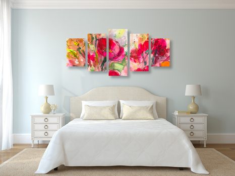 5-DIELNY OBRAZ ZAUJÍMAVÉ KVETINOVÉ ZÁTIŠIE - OBRAZY KVETOV - OBRAZY