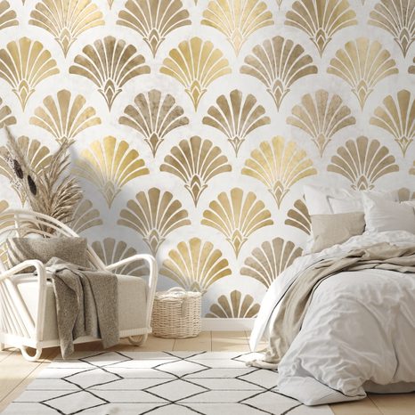 TAPÉTA ARANY ART DECO KAGYLÓK - MINTÁS TAPÉTÁK - TAPÉTÁK