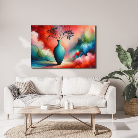 OBRAZ MODRÁ VÁZA V OBLACÍCH - OBRAZY KVĚTŮ - OBRAZY