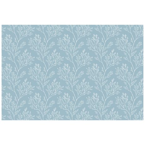 SAMOLEPÍCÍ FOTOTAPETA BÍLÉ VĚTVIČKY NA MODRÉM POZADÍ - VZOROVANÉ TAPETY - TAPETY