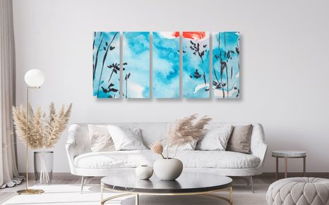 5-DÍLNÝ OBRAZ MALBA JAPONSKÉ OBLOHY - OBRAZY PŘÍRODY A KRAJINY - OBRAZY