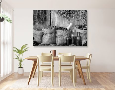 TABLOU PLANTE MEDICINALE ÎN DESIGN ALB-NEGRU - TABLOURI ALB-NEGRU - TABLOURI