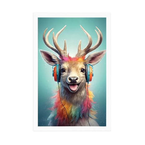 PLAKAT JELEN SA SLUŠALICAMA - PARTY ŽIVOTINJE SA SLUŠALICAMA - PLAKATI