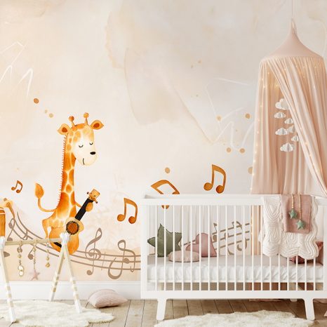 TAPETE TIERE MIT MUSIKINSTRUMENTEN - KINDERTAPETEN - TAPETEN