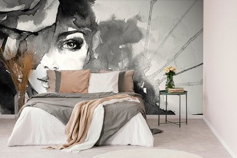 TAPETA ČERNOBÍLÝ PORTRÉT ŽENY - ČERNOBÍLÉ TAPETY - TAPETY