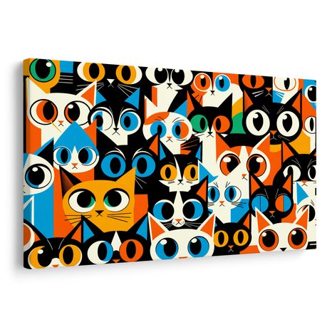 WANDBILD BUNTE KATZEN IN ABSTRAKTION - BILDER VON KATZEN - BILDER