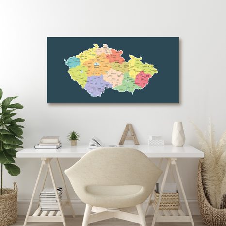 OBRAZ MAPA ČESKA S TMAVÝM POZADÍM - OBRAZY MAPY - OBRAZY