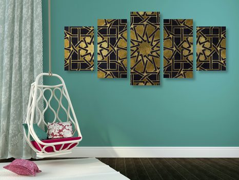 5-DÍLNÝ OBRAZ ORIENTÁLNÍ MOZAIKA - ABSTRAKTNÍ OBRAZY - OBRAZY