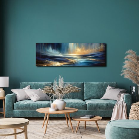 OBRAZ ZLATÉ ČÁRY NA MODRÉ HLADINĚ - OBRAZY MOŘE A PLÁŽ - OBRAZY