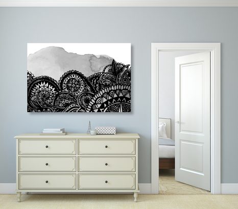 OBRAZ MANDALA V ČERNOBÍLÉM PROVEDENÍ - ČERNOBÍLÉ OBRAZY - OBRAZY