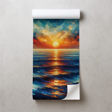 SAMOLEPÍCÍ FOTOTAPETA DRAMATICKÝ ZÁPAD SLUNCE NAD OCEÁNEM - TAPETY VÝCHOD A ZÁPAD SLUNCE - TAPETY