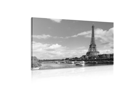 WANDBILD ATEMBERAUBENDES PANORAMA VON PARIS IN SCHWARZ-WEISS - SCHWARZ-WEISSE BILDER - BILDER
