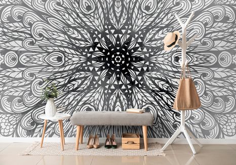 TAPETA JEDINEČNÝ ETNICKÝ ORNAMENT V ČERNOBÍLÉM - TAPETY FENG SHUI - TAPETY