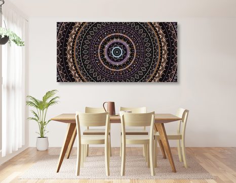 SLIKA MANDALA Z VZORCEM SONCA V VIJOLIČNIH ODTENKIH - SLIKE FENG SHUI - SLIKE