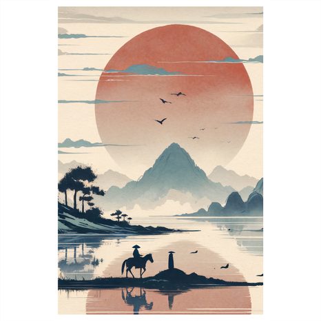 QUADRO SU TELA – SAMURAI E MONTAGNE - QUADRI ALBA E TRAMONTO - STAMPE E QUADRI