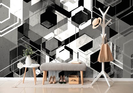 CARTA DA PARATI AUTOADESIVA – GEOMETRIA IN BIANCO E NERO - CARTA DA PARATI - 🔥 SVENDITA TOTALE