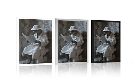 POSTER – TARTARUGA CON GIORNALI IN BAGNO - TARTARUGHE - POSTER