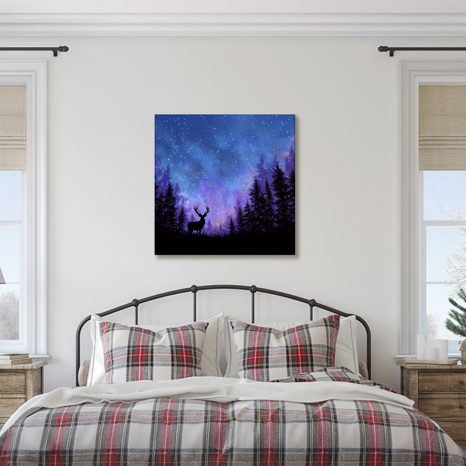 QUADRO SU TELA – INCANTO INVERNALE DEL CIELO NOTTURNO - QUADRI NATALIZI E INVERNALI - STAMPE E QUADRI