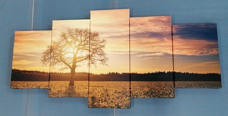 5 RÉSZES KÉP MAGÁNYOS FA - FÁKAT ÉS LEVELEKET ÁBRÁZOLÓ KÉPEK - KÉPEK