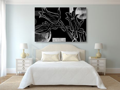 OBRAZ ETNO KVĚTY V ČERNOBÍLÉM PROVEDENÍ - ČERNOBÍLÉ OBRAZY - OBRAZY
