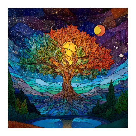 OBRAZ MYSTICKÝ STROM ŽIVOTA V HORÁCH - OBRAZY STROMY ŽIVOTA - OBRAZY