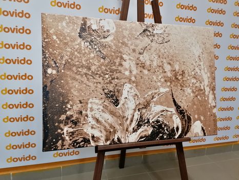 QUADRO SU TELA – PEONIE DIPINTE MODERNE IN VERSIONE SEPPIA - QUADRI BIANCO E NERO - STAMPE E QUADRI