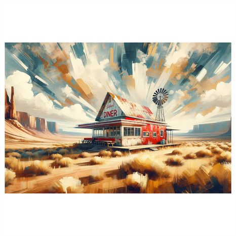 OBRAZ OSAMĚLÝ DINER - VINTAGE A RETRO OBRAZY - OBRAZY