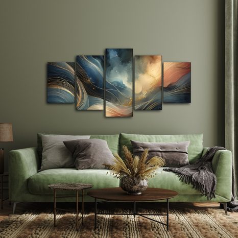 5-DÍLNÝ OBRAZ TICHÉ PROUDĚNÍ SNŮ - OBRAZY ABSTRAKTNÍ TVARY - OBRAZY