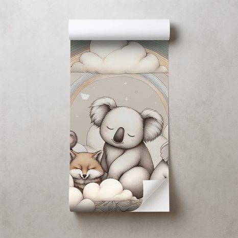 SAMOLEPÍCÍ TAPETA DĚTSKÁ ZVÍŘÁTKA S DUHOU - DĚTSKÉ TAPETY - TAPETY