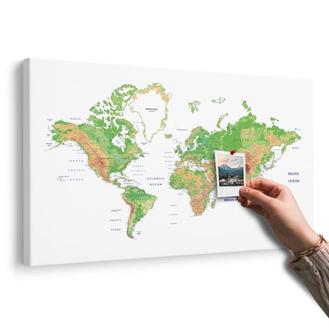 OBRAZ NA KORKU KLASICKÁ MAPA SVETA S BIELYM POZADÍM - OBRAZY NA KORKU - OBRAZY