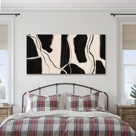 TABLEAU SUR TOILE – FORMES MINIMALISTES EN NOIR ET BLANC - IMAGES FORMES ABSTRAITES - TABLEAUX