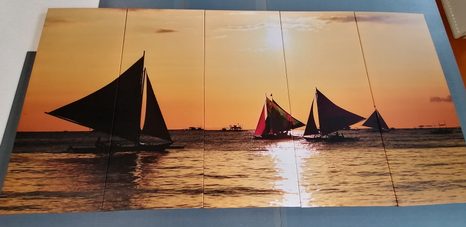 5-RÉSZES KÉP CSODÁS NAPLEMENTE TENGEREN - TERMÉSZET- ÉS TÁJKÉPEK - KÉPEK