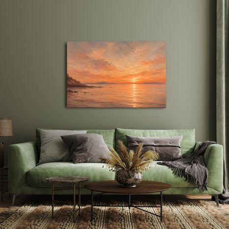 OBRAZ POMARAŃCZOWY ZACHÓD NAD MORZEM - OBRAZY WSCHODU I ZACHODU SŁOŃCA - OBRAZY