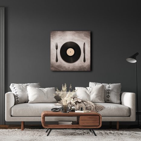 WANDBILD MUSIKTELLER MIT BESTECK - MUSIKBILDER - BILDER