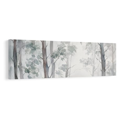 TABLEAU SUR TOILE – FORÊT PAISIBLE DANS LA BRUME - TABLEAUX FORÊT - TABLEAUX