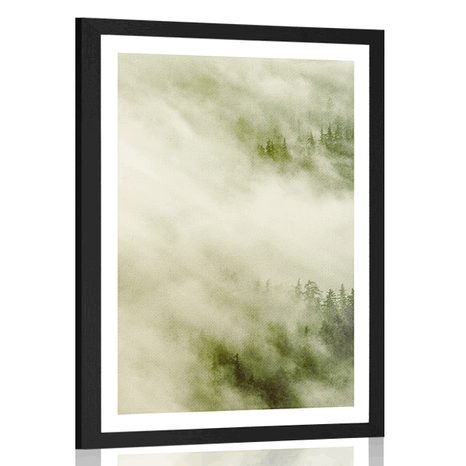 POSTER MIT PASSEPARTOUT NEBLIGER WALD - NATUR - POSTER