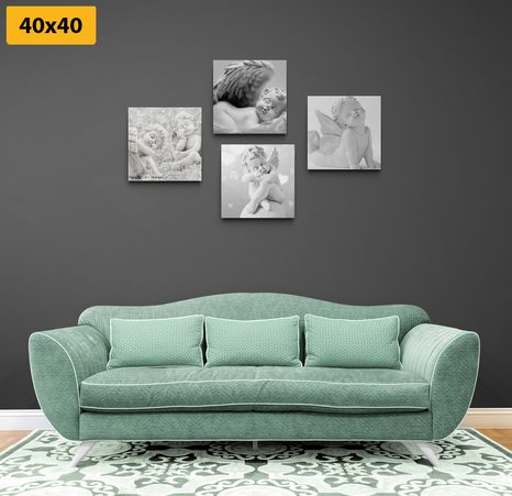 SET OBRAZŮ HARMONIE ANDĚLŮ V ČERNOBÍLÉM PROVEDENÍ - SESTAVY OBRAZŮ - OBRAZY