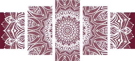 5-DÍLNÝ OBRAZ MANDALA HARMONIE NA RŮŽOVÉM POZADÍ - OBRAZY FENG SHUI - OBRAZY