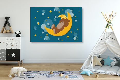 OBRAZ MEDVEDÍK NA MESIAČIKU - DETSKÉ OBRAZY - OBRAZY