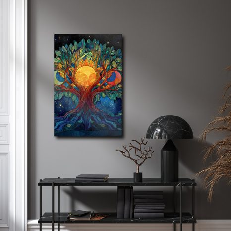 OBRAZ MYSTICKÝ STROM ŽIVOTA S MĚSÍCEM - OBRAZY STROMY ŽIVOTA - OBRAZY
