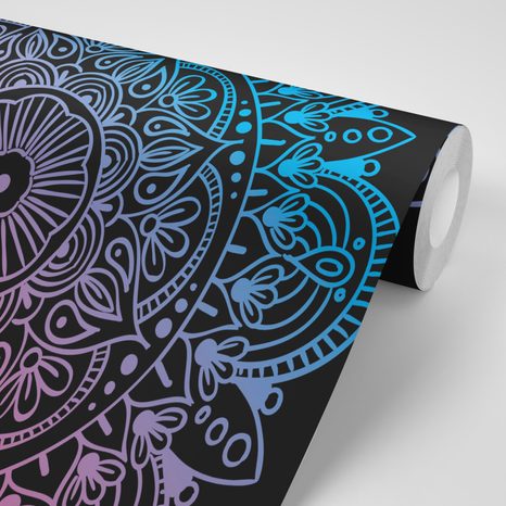 SAMOLEPÍCÍ TAPETA MANDALA NA TMAVÉM POZADÍ - SAMOLEPÍCÍ TAPETY - TAPETY