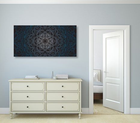 OBRAZ ORNAMENTÁLNA MANDALA NA ČIERNOM POZADÍ - OBRAZY FENG SHUI - OBRAZY