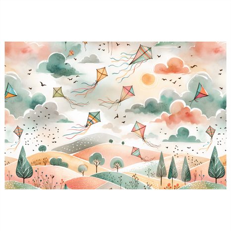 TABLOU ZMEIE ZBURĂTOARE DEASUPRA UNUI PEISAJ COLORAT - TABLOURI PENTRU COPII - TABLOURI