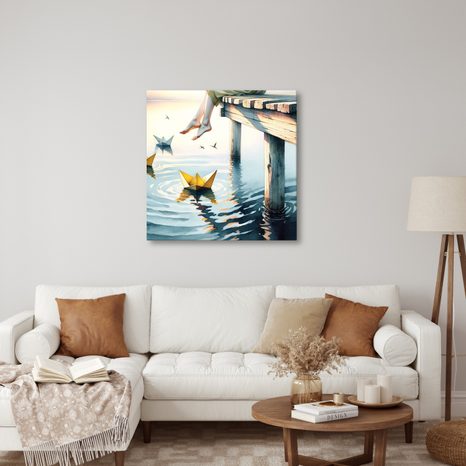 OBRAZ ODPOČINEK NA MOLU U JEZERA - OBRAZY MOŘE A PLÁŽ - OBRAZY