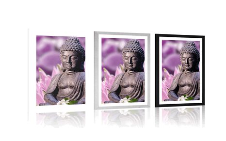POSTER WITH MOUNT PEACEFUL BUDDHA - FENG SHUI - POSTERS